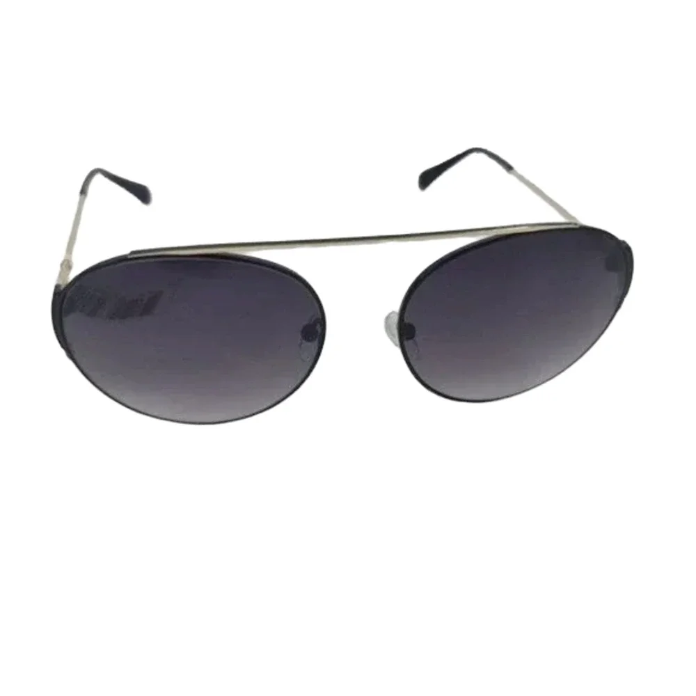 Balmain Black Gold Frame and Bridge Round Lens Aviator Unisex Sunglasses